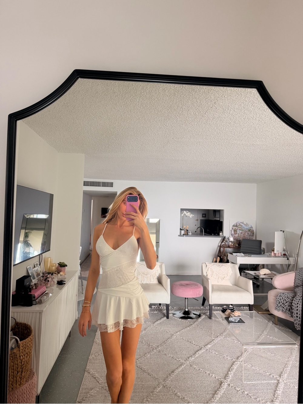Princess Polly White Lace Mini Slip Dress